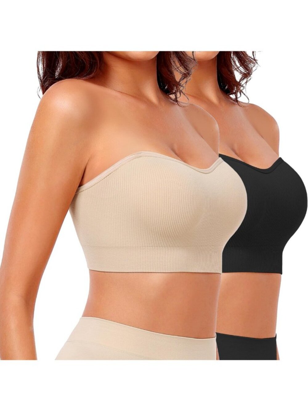 Wireless Strapless Padded Bandeau Bra for Women - Non-Slip Comfort & Support